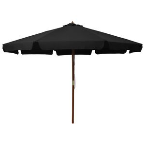 vidaXL Parasol d'ext&eacute;rieur avec m&acirc;t en bois 330 cm Noir