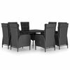vidaXL Ensemble &agrave; Manger de jardin 9 pcs R&eacute;sine tress&eacute;e et verre Noir