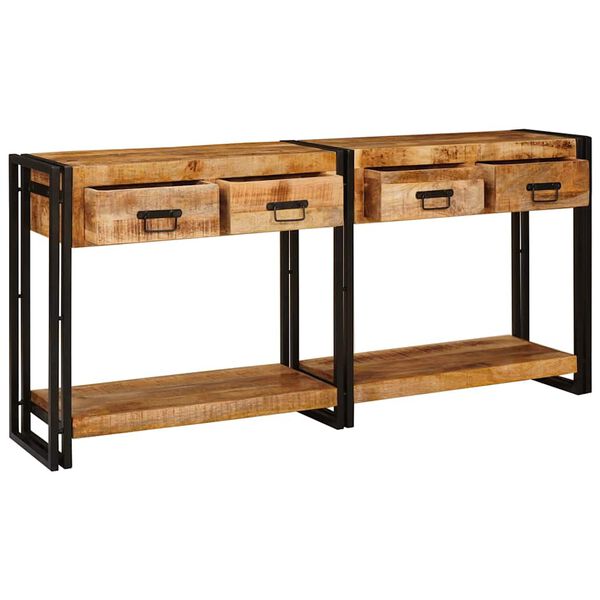 vidaXL Tables console avec tiroir 2 pcs Marron Bois de Mangue Massif