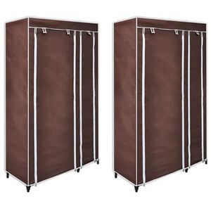vidaXL Garde-robe en tissu 2 pcs Marron