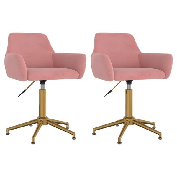 vidaXL Chaises pivotantes &agrave; manger lot de 2 Rose Velours