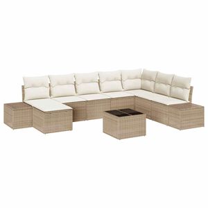 vidaXL Ensemble de canap&eacute; de jardin 8 pcs Beige et cr&egrave;me polyrotin