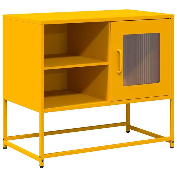 vidaXL Meuble TV jaune moutarde 68x39x60,5 cm acier