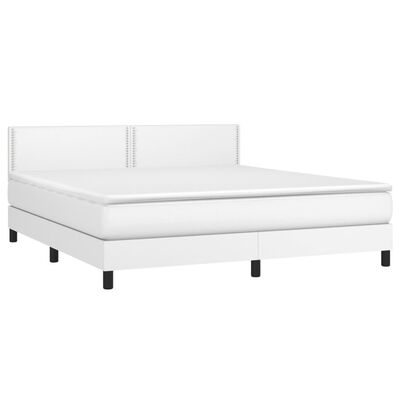 vidaXL Sommier à lattes de lit avec matelas et LED Blanc 160x200 cm