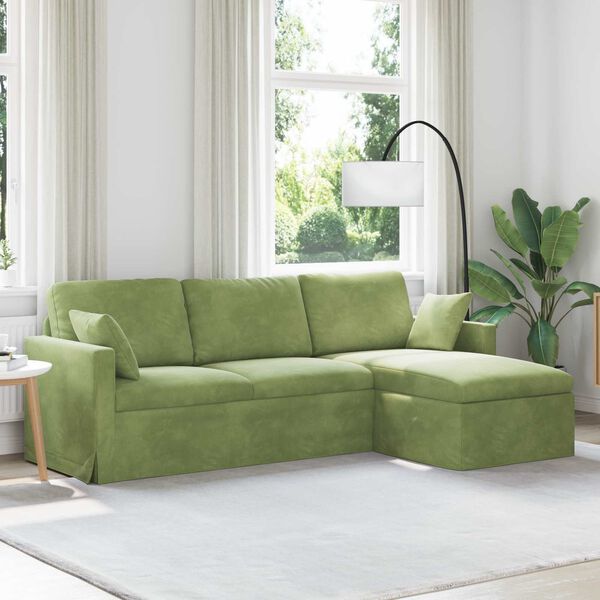 vidaXL Canap&eacute; Vert clair 198 x 134 x 80 cm Velours