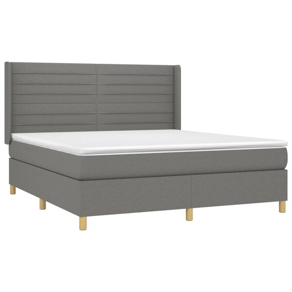 vidaXL Sommier &agrave; lattes de lit matelas LED Gris fonc&eacute; 180x200 cm Tissu