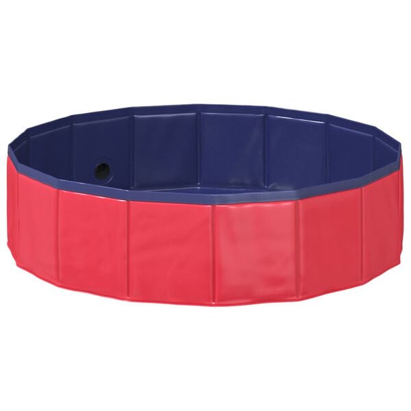 vidaXL Piscine de nage pliable pour chien Rouge et bleu PVC