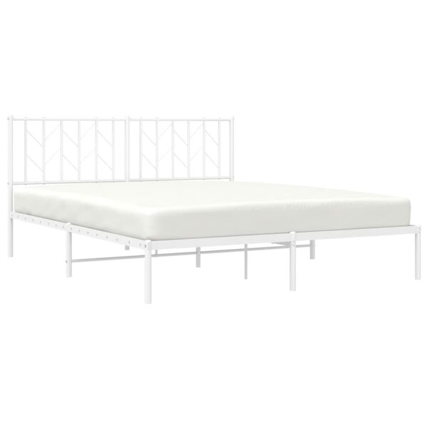vidaXL Cadre de lit métal sans matelas et tête de lit blanc 160x200 cm