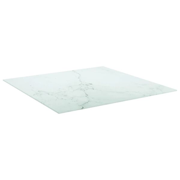 vidaXL Dessus de table blanc 80x80 cm 6 mm verre tremp&eacute; design marbre