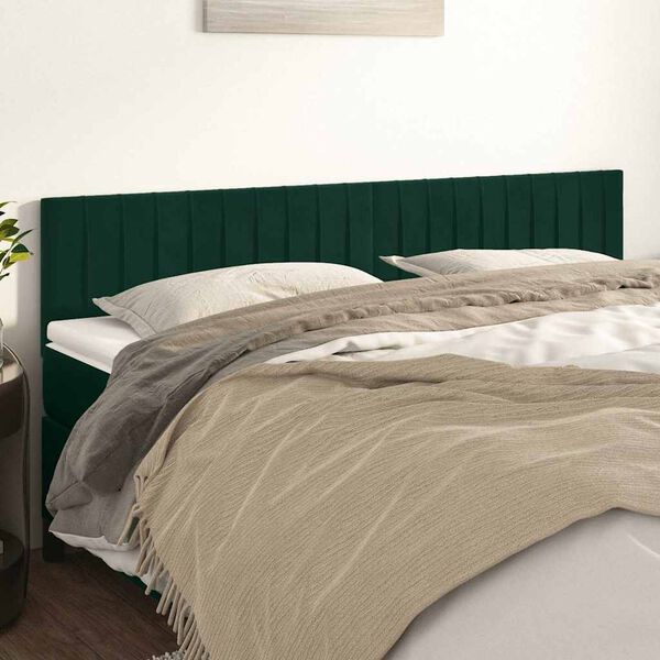 vidaXL T&ecirc;tes de lit 2 pcs Vert fonc&eacute; 100x5x78/88 cm Velours