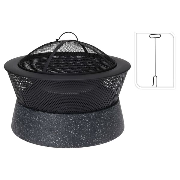 ProGarden Bol &agrave; feu avec grille rond 54,5x54,5x38 cm noir