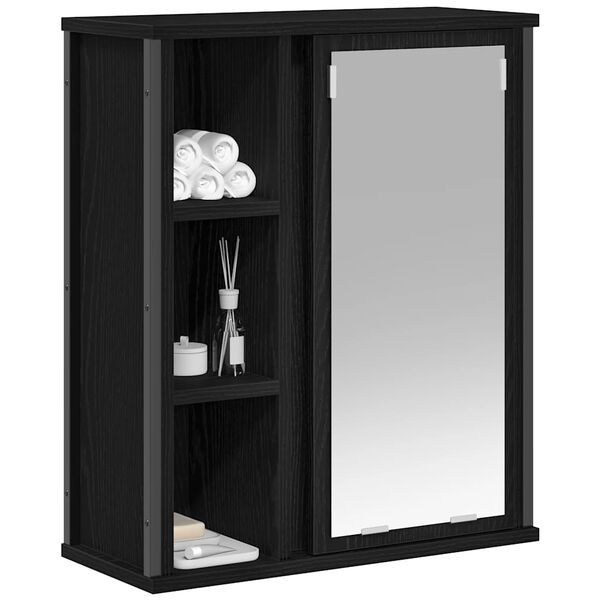 vidaXL Armoire murale de salle de bain miroir chêne noir 50x21x60 cm