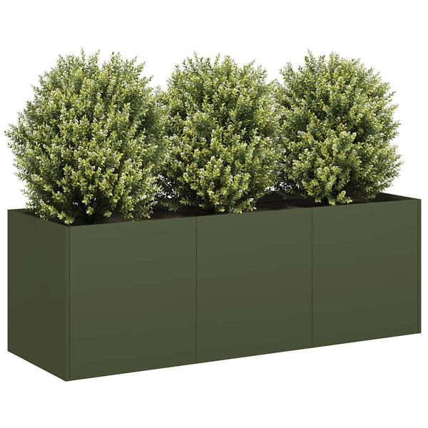 vidaXL Jardini&egrave;re vert olive 120x40x40 cm acier lamin&eacute; &agrave; froid