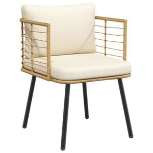 vidaXL Chaise de jardin avec coussins naturel r&eacute;sine tress&eacute;e