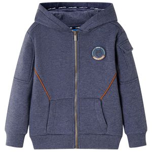 Sweat-shirt &agrave; capuche fermeture &eacute;clair enfants bleu fonc&eacute; m&eacute;lang&eacute; 92