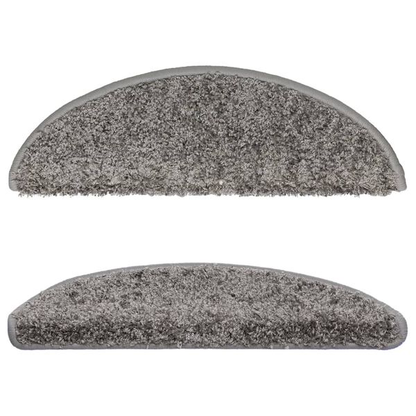 vidaXL Tapis d'escalier 10 pi&egrave;ces 56 x 17 x 3 cm Gris Demi-rond