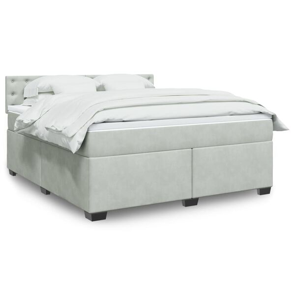 vidaXL Sommier &agrave; lattes de lit et matelas Gris clair 180x200cm Velours