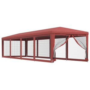 vidaXL Tente de f&ecirc;te 10 parois lat&eacute;rales en maille Rouge 3x12 m PEHD