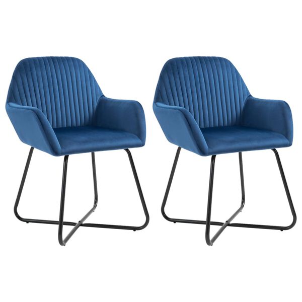 vidaXL Chaises &agrave; manger lot de 2 Bleu Velours