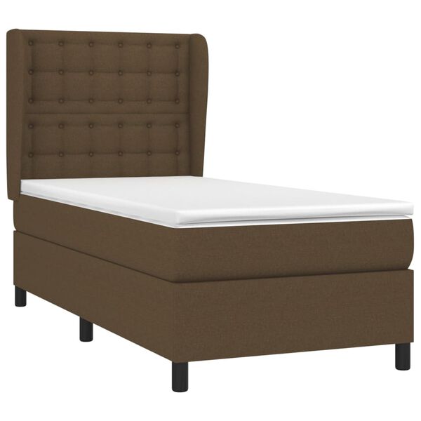 vidaXL Sommier &agrave; lattes de lit avec matelas Marron fonc&eacute; 90x190 cm