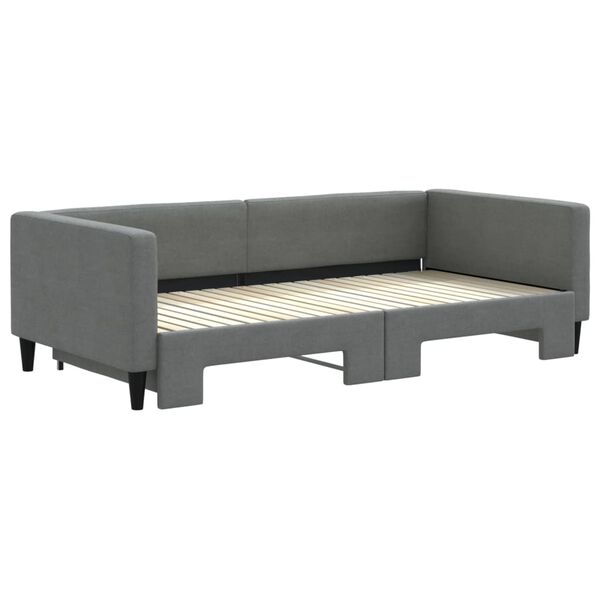 vidaXL Lit de jour avec gigogne sans matelas gris fonc&eacute; 100x200 cm