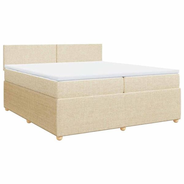 vidaXL Sommier &agrave; lattes de lit avec matelas Cr&egrave;me 200x200 cm Tissu