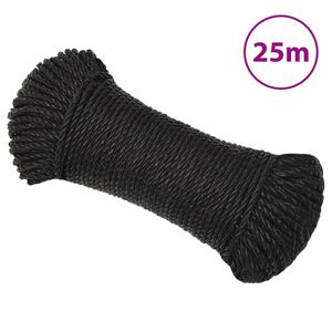 vidaXL Corde de travail Noir 3 mm 25 m polypropyl&egrave;ne
