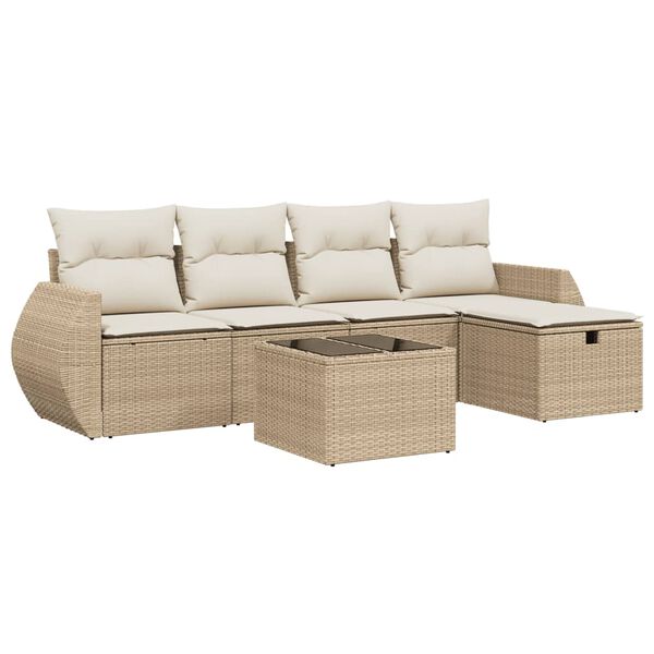 vidaXL Salon de jardin avec coussins 5 pcs beige r&eacute;sine tress&eacute;e
