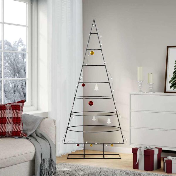 vidaXL Arbre de Noël en métal pour décoration noir 180 cm