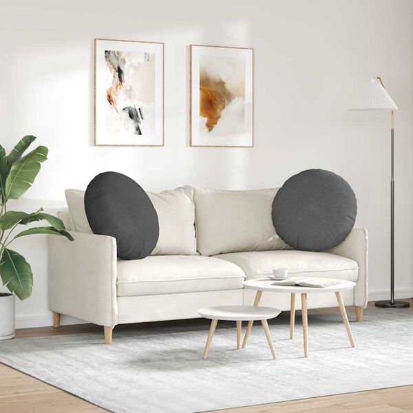 vidaXL Coussins de si&egrave;ge 2 pcs Gris fonc&eacute; &Oslash; 60 cm