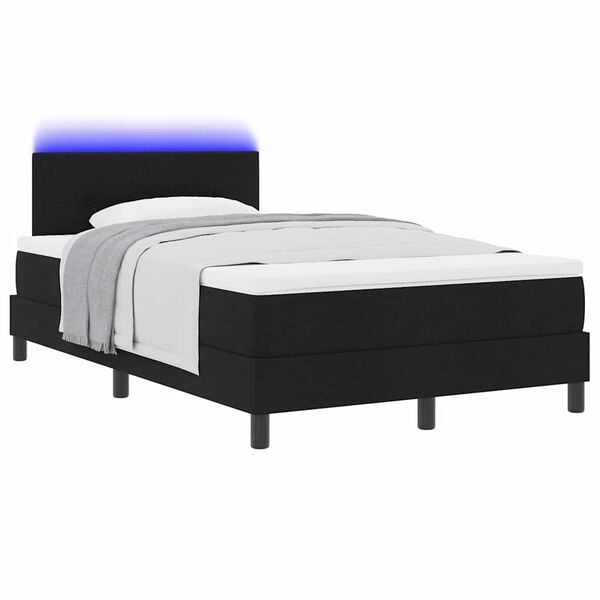 vidaXL Lit &agrave; ressorts avec matelas avec LED Noir 120 x 200 cm tissu