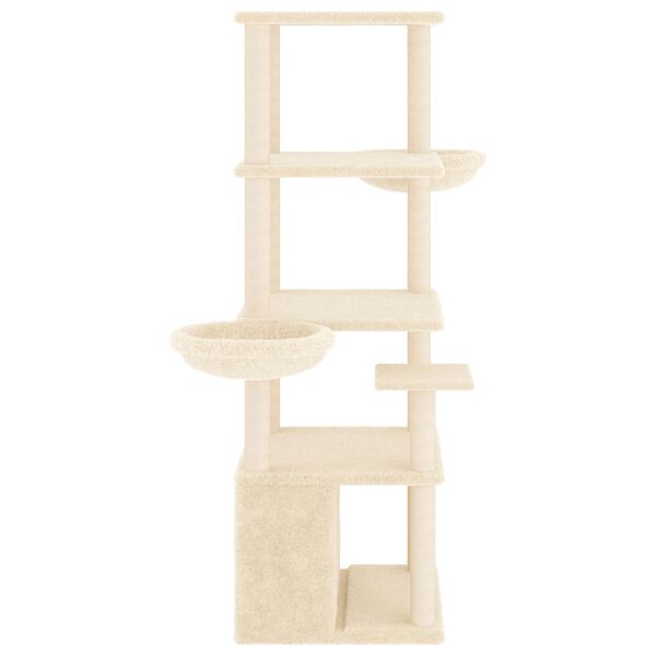 vidaXL Arbre &agrave; chat avec griffoirs en sisal cr&egrave;me 147 cm