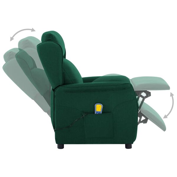 vidaXL Fauteuil de massage Vert foncé Tissu