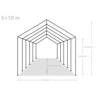 vidaXL Tente de rangement PE 5 x 10 m Gris