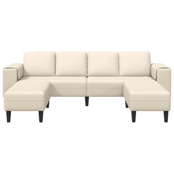 vidaXL Sofa en tissu avec coussin Crème 208 cm Tissu en velours côtelé