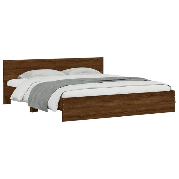 vidaXL Cadre de lit sans matelas ch&ecirc;ne marron 200x200 cm