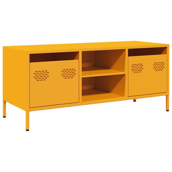 vidaXL Meuble TV jaune moutarde 101,5x39x43,5 cm acier laminé à froid
