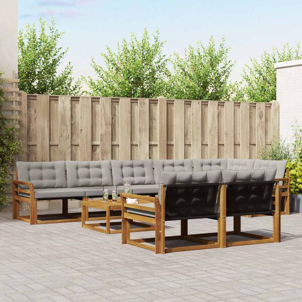 vidaXL Ensemble de canap&eacute;s d'ext&eacute;rieur 9 pcs Gris Naturel et Clair