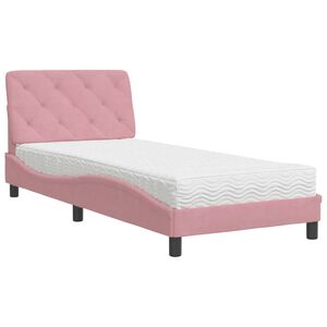 vidaXL Lit avec matelas rose 90x200 cm velours