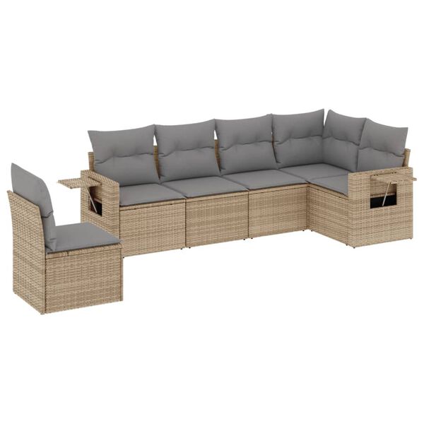 vidaXL Salon de jardin avec coussins 6 pcs beige r&eacute;sine tress&eacute;e