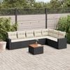 vidaXL Salon de jardin 8 pcs avec coussins noir r&eacute;sine tress&eacute;e