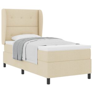 vidaXL Lit &agrave; ressorts avec matelas Cr&egrave;me 90 x 200 cm tissu