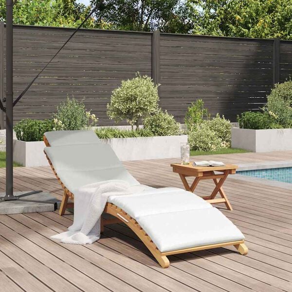 vidaXL Transat Blanc cr&egrave;me 188 x 55 x 59 cm Bois de teck solide