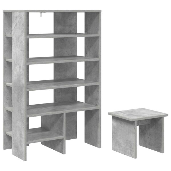 vidaXL Cabinet &agrave; chaussures 2 pcs Gris b&eacute;ton Bois d'ing&eacute;nierie