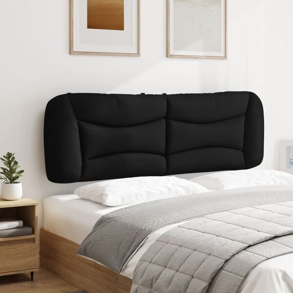 vidaXL Coussin de t&ecirc;te de lit Hvar noir 160 cm tissu