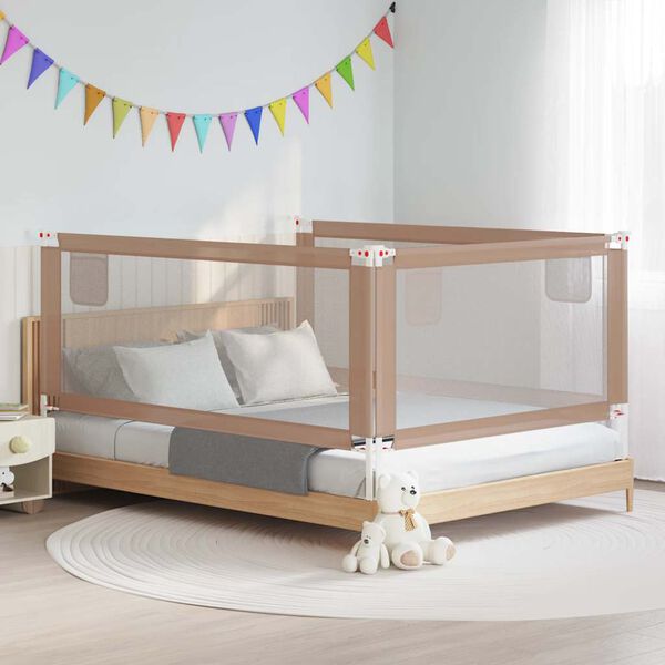 vidaXL Barri&egrave;re de s&eacute;curit&eacute; de lit d'enfant Taupe 200x25 cm Tissu