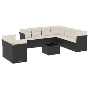 vidaXL Salon de jardin 10 pcs avec coussins noir r&eacute;sine tress&eacute;e