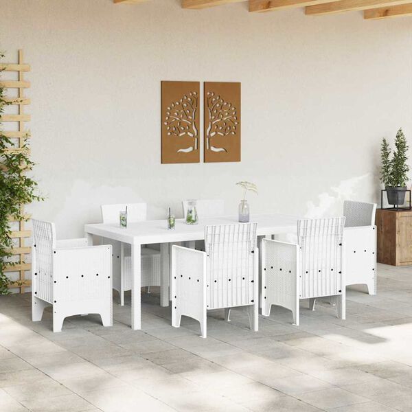 vidaXL Table de jardin pour repas Blanc 200 x 100 x 73 cm polyrotin