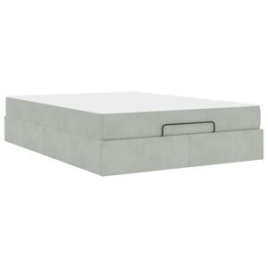 vidaXL Cadre de lit avec matelas avec matelas 2 pcs Gris clair Velours