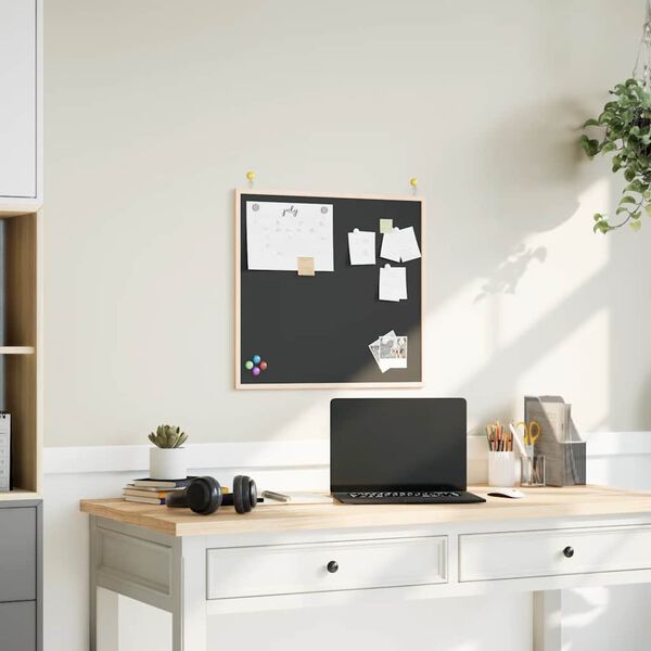 vidaXL Tableau noir avec cadre en bois de pin massif noir 60x55 cm